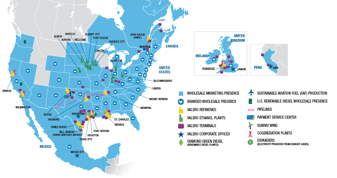 Valero Operations Map